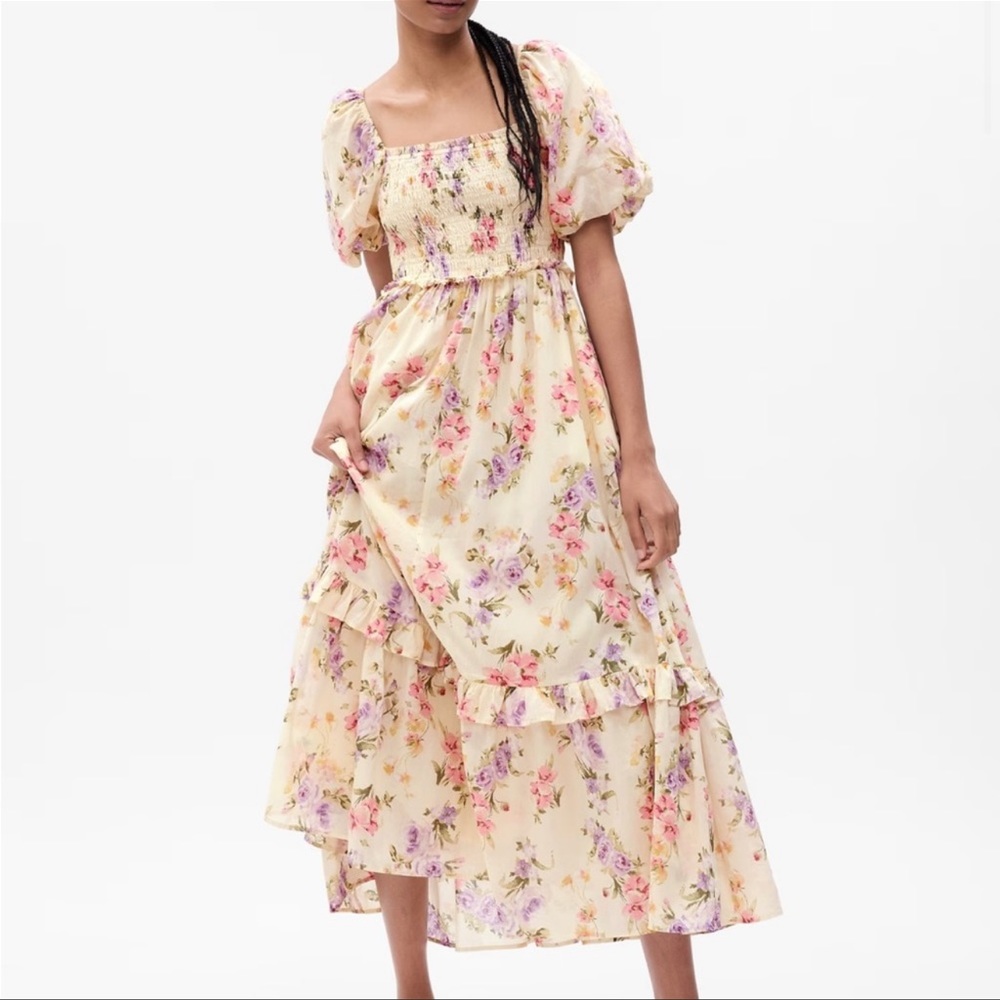 Gap X LoveShackFancy Floral Puff Sleeve Maxi Dress NWOT Size Small